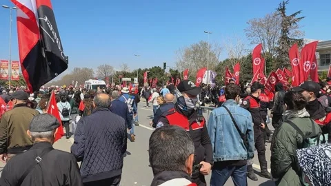 Mass protests over Imamoglu's March 19 detention have prompted a repressive  Stock Footage 305678052
