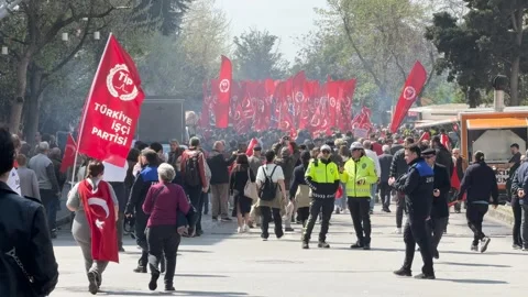 Mass protests over Imamoglu's March 19 detention have prompted a repressive  Stock Footage 305679484