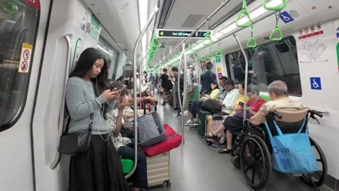 Mass Rapid Transit (MRT) train in Singapore Stock Footage 340890102