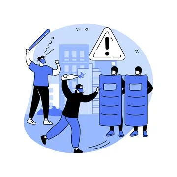Mass riots abstract concept vector illustration. Stock Illustration