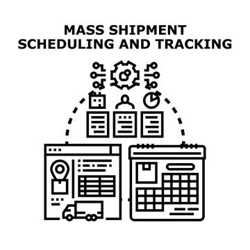 Mass shipment scheduling and tracking logistics management 스톡 일러스트