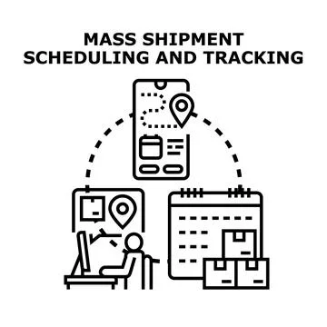 Mass shipment scheduling and tracking logistics concept Stock Illustration