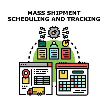 Mass shipment scheduling and tracking logistics management Stock Illustration
