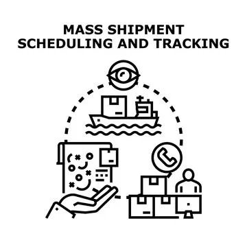 Mass shipment scheduling and tracking offering worldwide logistics Stock Illustration