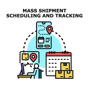 Mass shipment scheduling and tracking logistics concept Stock Illustration