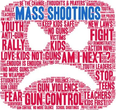 Mass Shootings Word Cloud Illustrazione stock