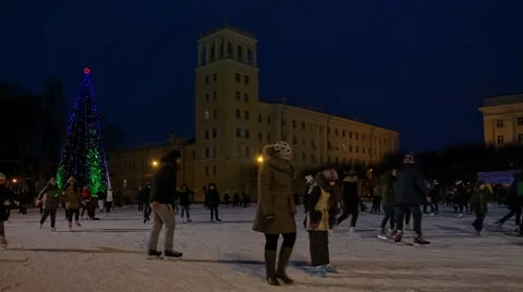 Mass skating Stock Footage 62946007