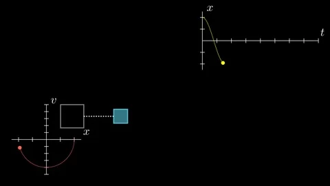Mass-Spring Oscillator plus Phase Space Diagram Stock Footage 308353279