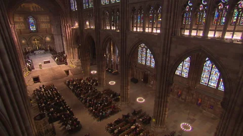 Mass in Strasbourg cathedral (high angle) Stock Footage 59185146