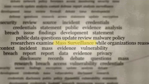 Mass surveillance raises security concerns and privacy questions 動画素材 347430452