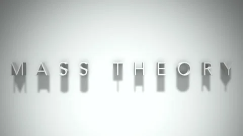 MASS THEORY 3D title animation with shadows on a white background Vídeo Stock 296804278
