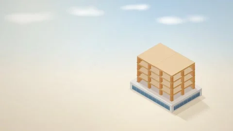 Mass Timber Tower Construction Build Animation Stock Footage 347011124
