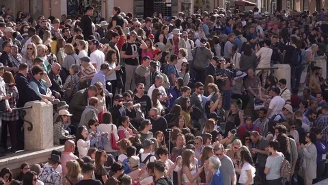Mass Tourism, Trevi Fountain, Rome, Italy Stock Footage