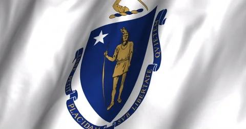 Massachuettes Waving Flag 4K Stock Footage 63654970