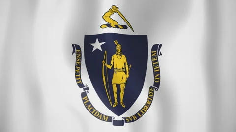 Massachusetts animated flag. Seamless loop. 4K Video stock 145388297