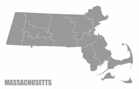Massachusetts County Map Stock Illustration