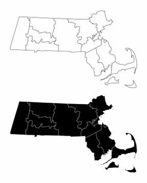 Massachusetts County Maps Stock Illustration