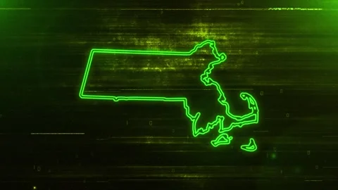 Massachusetts Digital Futuristic Glitch Map Stock Footage 333772712