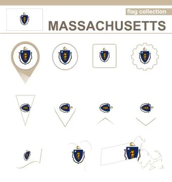 Massachusetts Flag Collection Stock Illustration
