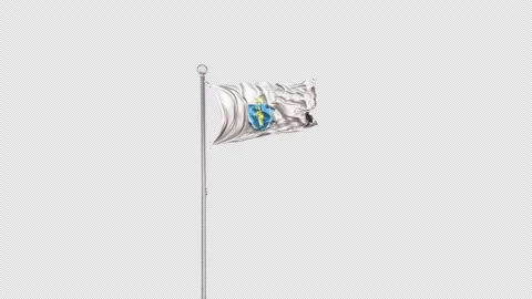 Massachusetts   Flag Pole  Animation Include Alpha 3D Rendering Stock-Footage 283052746