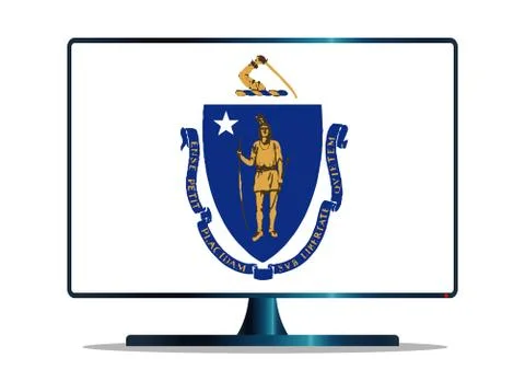 Massachusetts Flag TV Stock Illustration