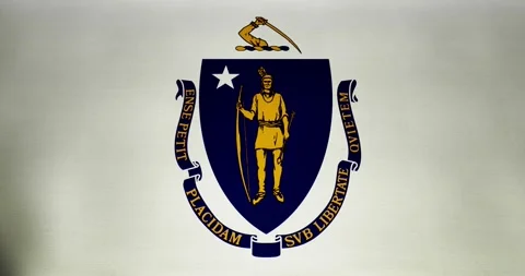 Massachusetts flag waving 30 seconds 4K ultra high quality 60fps video Stock Footage 322903285