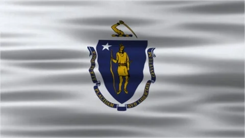 Massachusetts flag waving flag Stock Footage 312485272