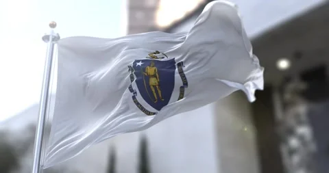 Massachusetts flag waving-seamless-loop-4k-60fps Stock Footage 345051628