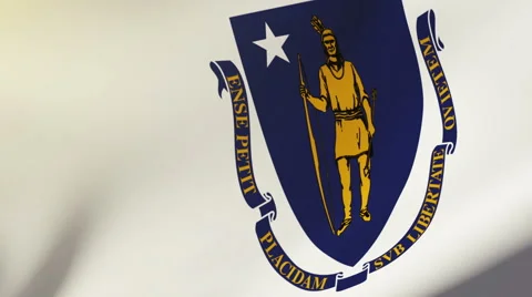 Massachusetts flag waving in the wind. Looping sun rises style.  Animation loop Stock-Footage 48165921