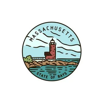 Massachusetts Lighthouse Ocran. Stock Illustration