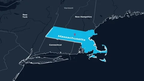 Massachusetts Map Animation Locator Zoom 4K Motion Graphic Stock Footage 342421895