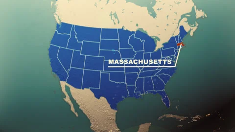 Massachusetts Map Highlight USA 3D Political Globe Animation Stock Footage 313679904