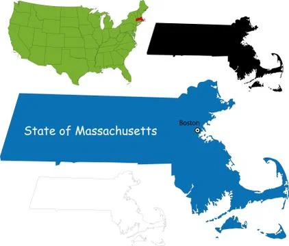 Massachusetts map Stock Illustration