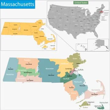 Massachusetts map Stock Illustration