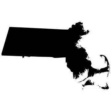 Massachusetts map on white background. Massachusetts black silhouette vector 스톡 일러스트