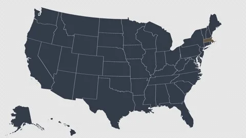 Massachusetts Pulsing on US Election Map Animation Seamless Loop Alpha 4K 스톡 동영상 341308834