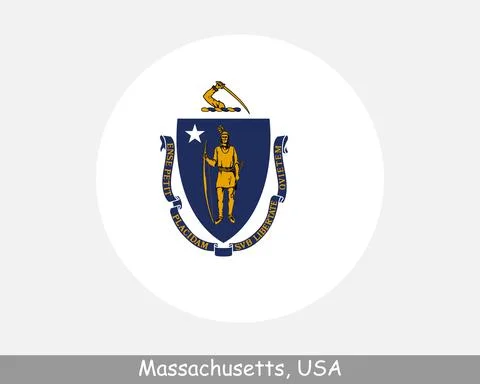 Massachusetts Round Flag Stock Illustration