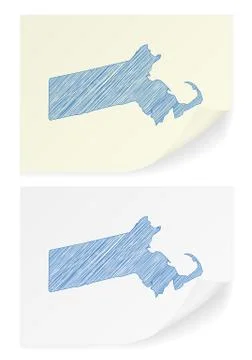 Massachusetts scribble map Stock Illustration
