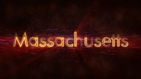 Massachusetts - Shiny looping state name text animation Stock Footage 99576825