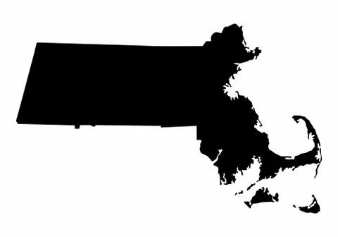 Massachusetts silhouette map Stock Illustration