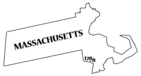 Massachusetts State and Date Stock Illustration