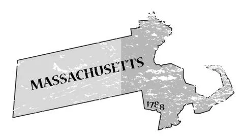 Massachusetts State and Date Map Grunged Stock Illustration