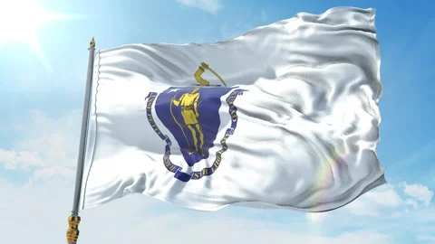 Massachusetts State Flag 4K Stock Footage 343589482