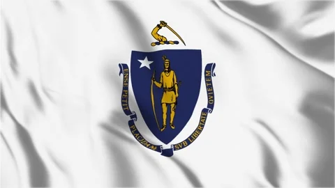 Massachusetts State Flag Loop 4K Stock Footage 243874672