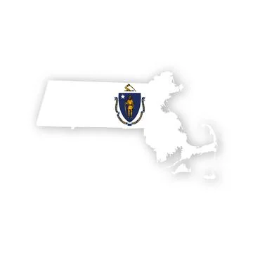 Massachusetts State Flag Map Stock Illustration