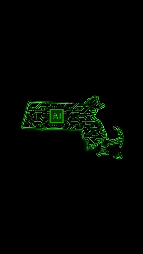Massachusetts State Map AI Chipset Technology Opener Video stock 337184252