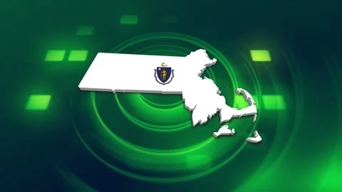 Massachusetts State Map and Flag Background Stock Footage 344648213