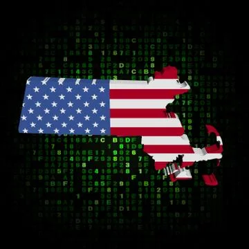 Massachusetts state map flag on hex code illustration Illustrazione stock