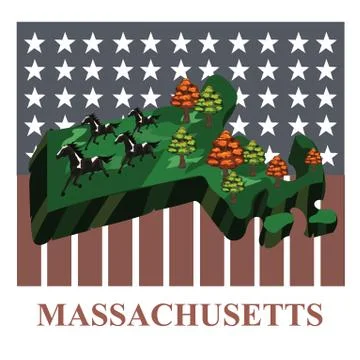 Massachusetts state map Stock Illustration