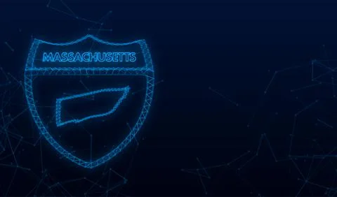 Massachusetts state map outline Plexus icon. Vector illustration Stock Illustration